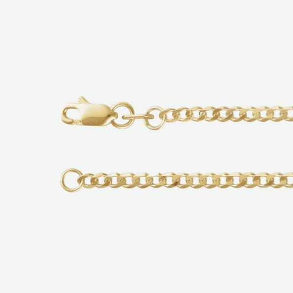 Side view of GOLD CURB yellow gold chain for women