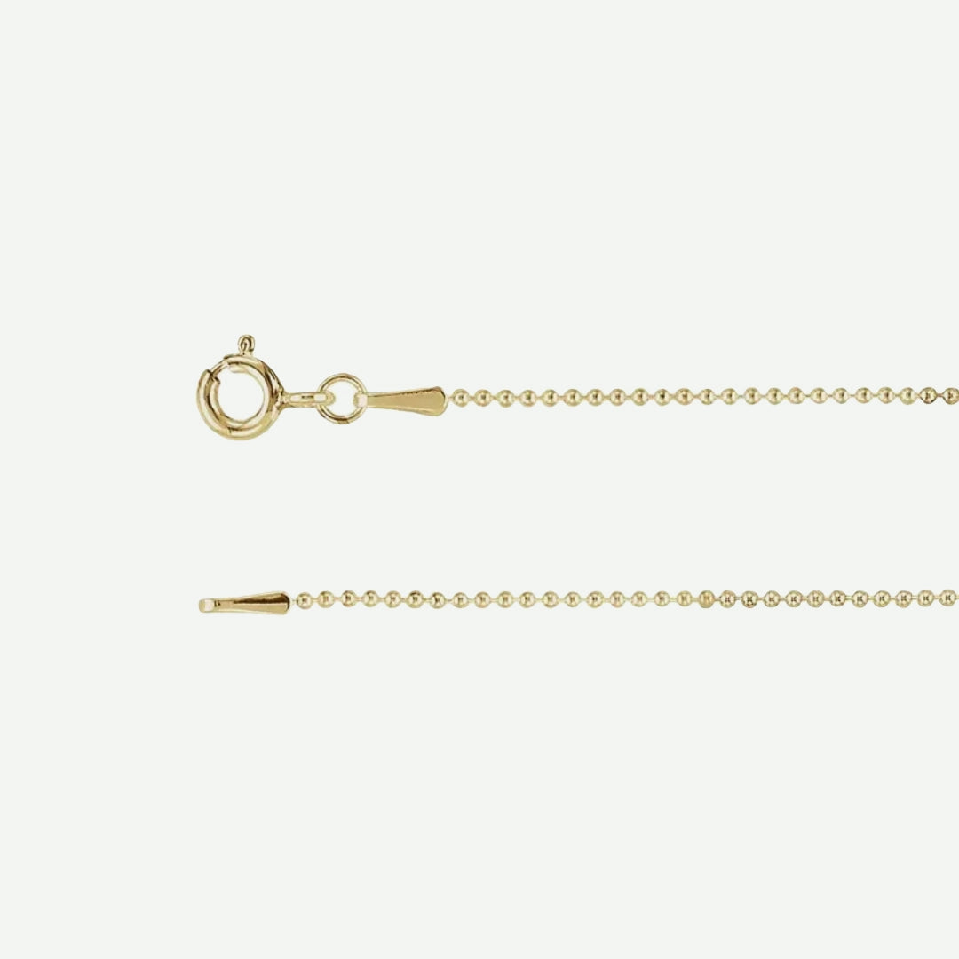 Side view of yellow GOLD HOLLOW BEAD Chain for women