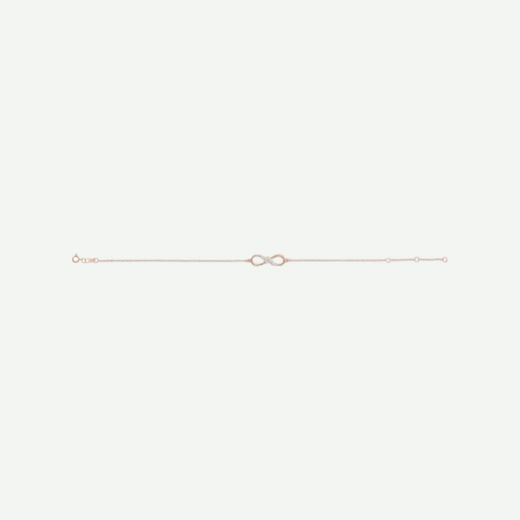 Side view of rose gold INFINITE LOVE Christian bracelet for women