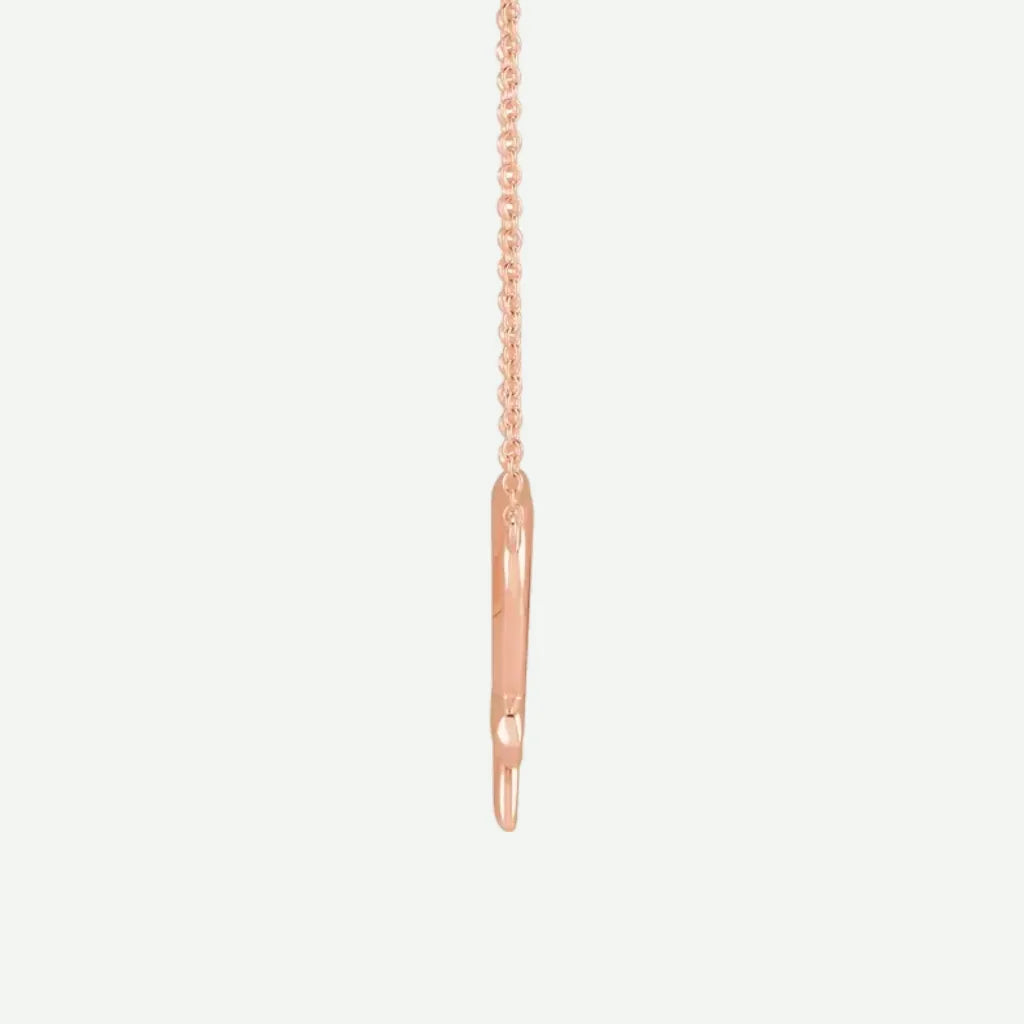 Side View of Rose Gold LOVED Christian Necklace for Women