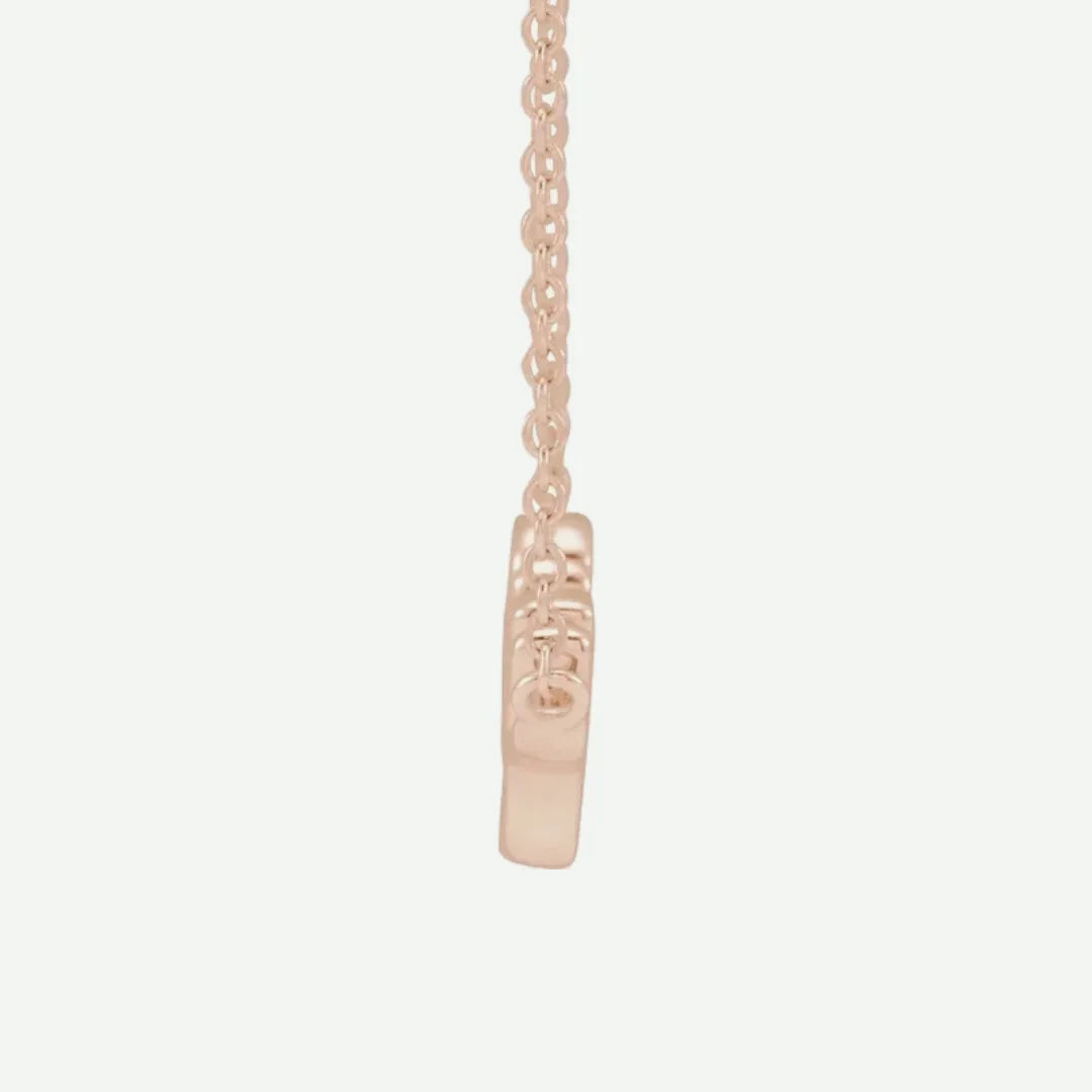 Side View of Rose Gold PRAY Christian Necklace For Women