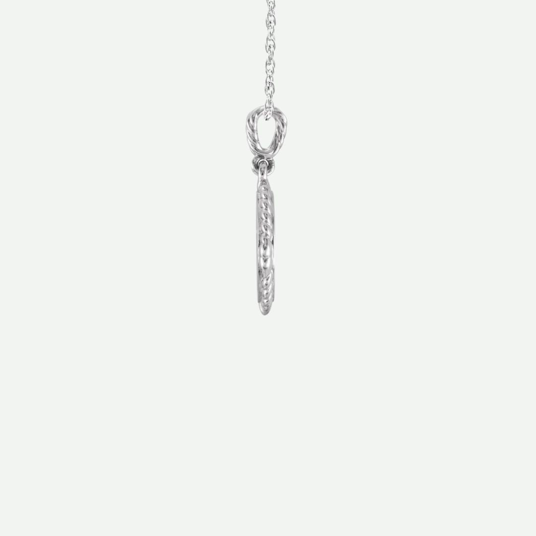 Side View of Sterling Silver DÉLIVRÉE Christian Necklace For Women