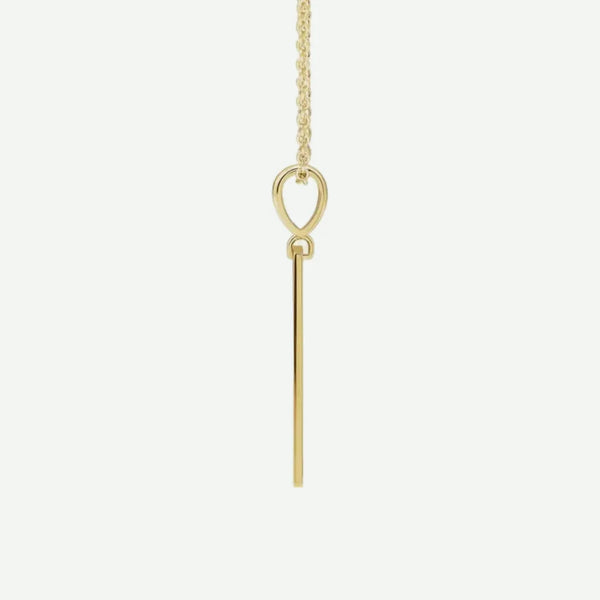 Side View of Yellow Gold BLESSED Christian Necklace for Women
