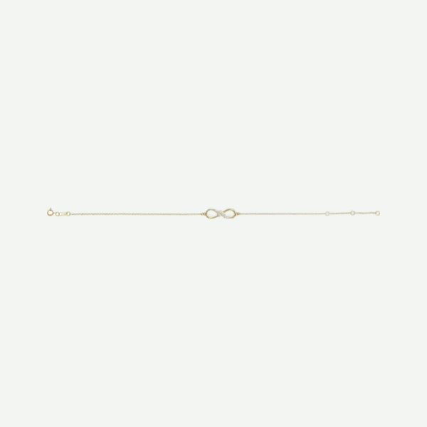 Side view of yellow gold INFINITE LOVE Christian bracelet for women