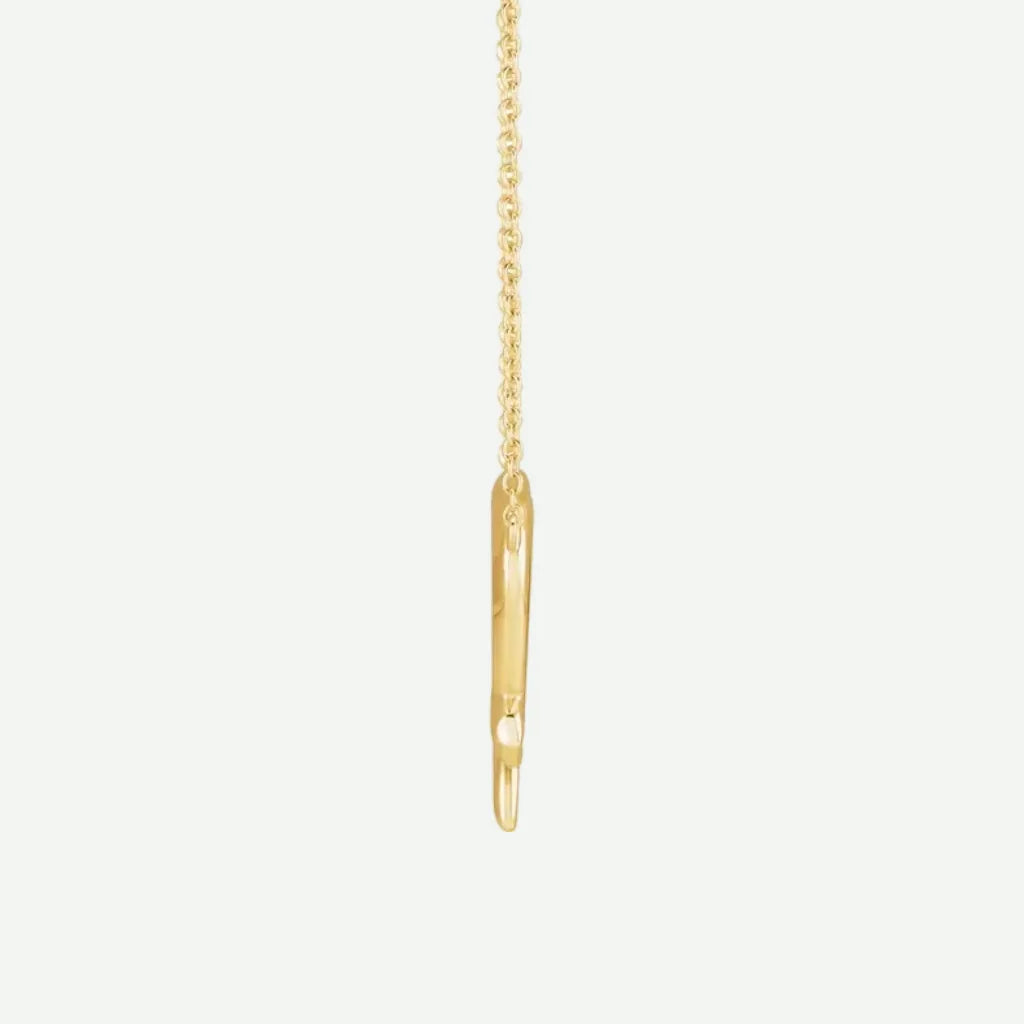 Side View of Yellow Gold LOVED Christian Necklace for Women