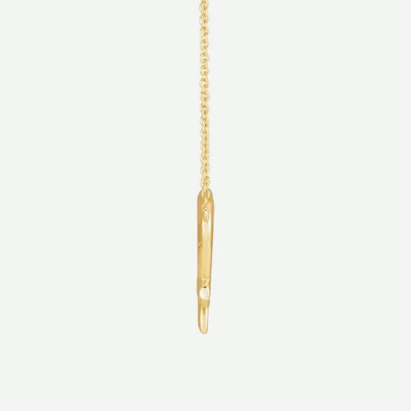 Side View of Yellow Gold LOVED Christian Necklace for Women