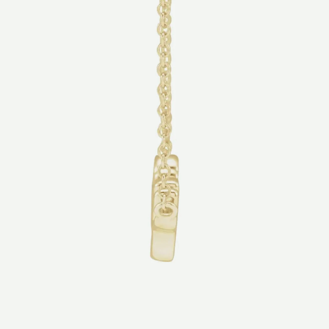 Side View of Yellow Gold PRAY Christian Necklace For Women