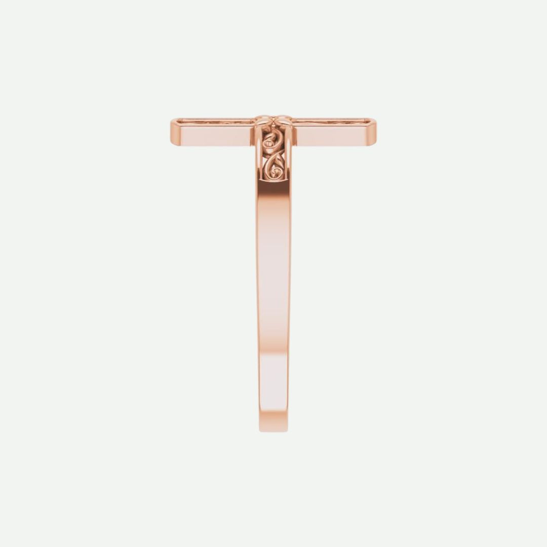 Side View of Rose Gold BEAUTÉ Christian Ring For Women