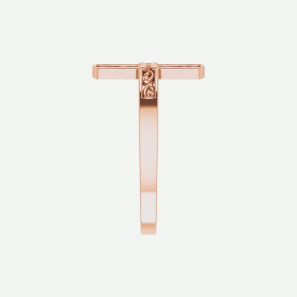 Side View of Rose Gold BEAUTÉ Christian Ring For Women