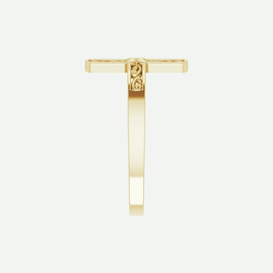 Side View of Yellow Gold BEAUTÉ Christian Ring For Women
