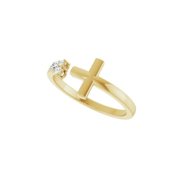 Yellow gold cross ring from Glor-e – graceful Christian jewelry symbolizing strength and sacred devotion
