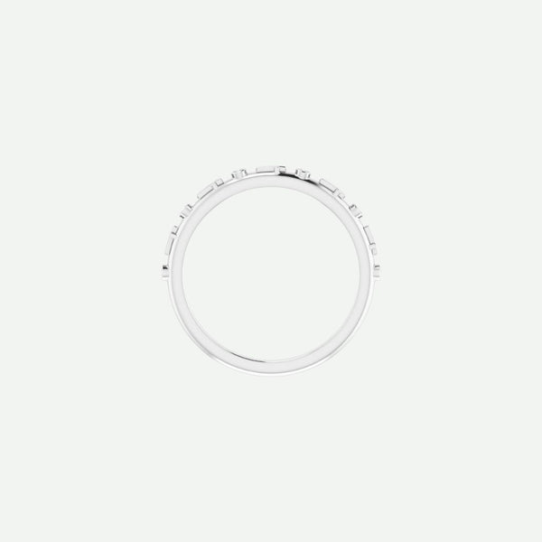 Top view of the GRACED yellow gold cross ring in 1.1 mm width, a delicate Christian band symbolizing grace and quiet faith.