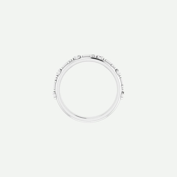 Top view of the GRACED sterling silver cross ring in 1.7 mm width, reflecting faith’s enduring strength and serenity.