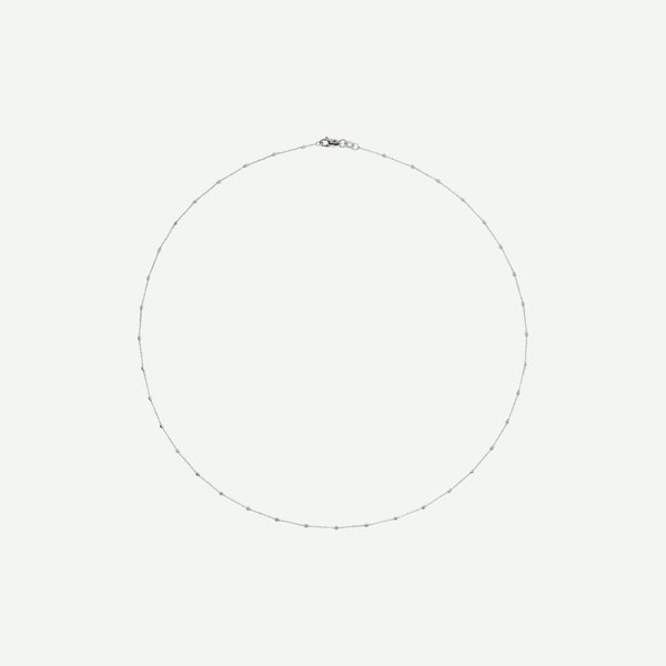 Top View of BEADED CABLE White Gold Chain For Women
