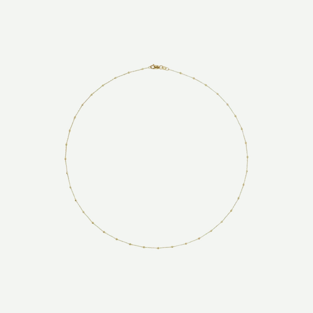 Top View of BEADED CABLE Yellow Gold Chain For Women