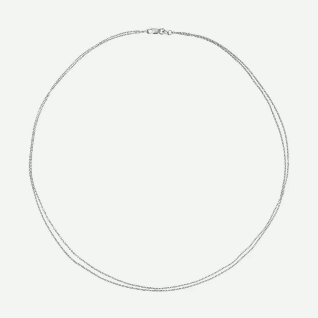 Top View of DOUBLE STRANDED CABLE UNISEX SILVER CHAIN