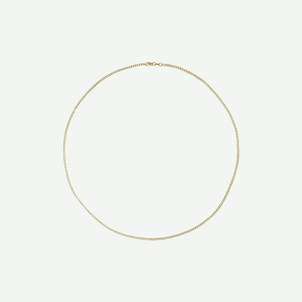 Top view of GOLD CURB yellow gold chain for women