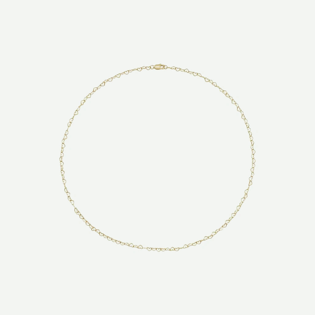 Top View of HEARTED Yellow Gold Chain for Women