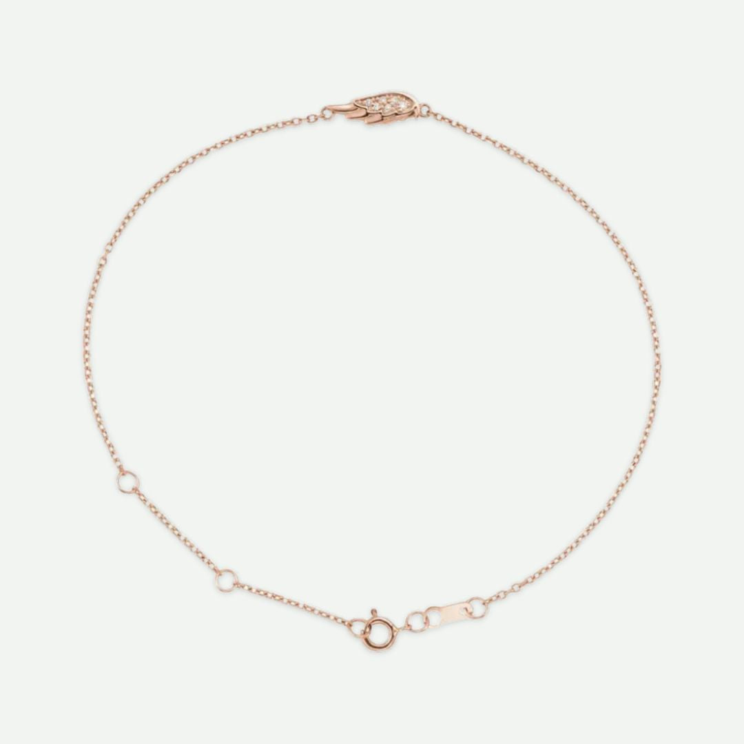 Top View of Rose Gold ANGEL WING Christian Necklace For Women