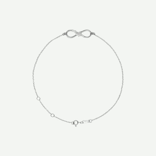 Top view of sterling silver INFINITE LOVE Christian bracelet for women