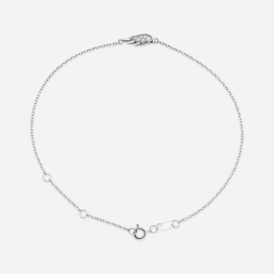 Top View of White Gold ANGEL WING Christian Necklace For Women