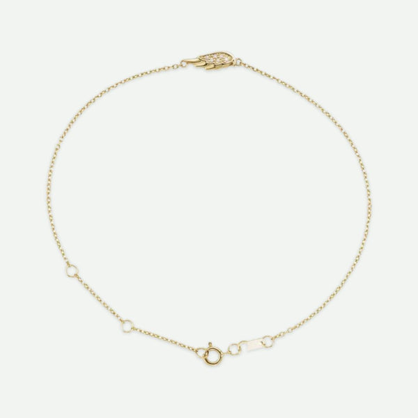 Top View of Yellow Gold ANGEL WING Christian Necklace For Women