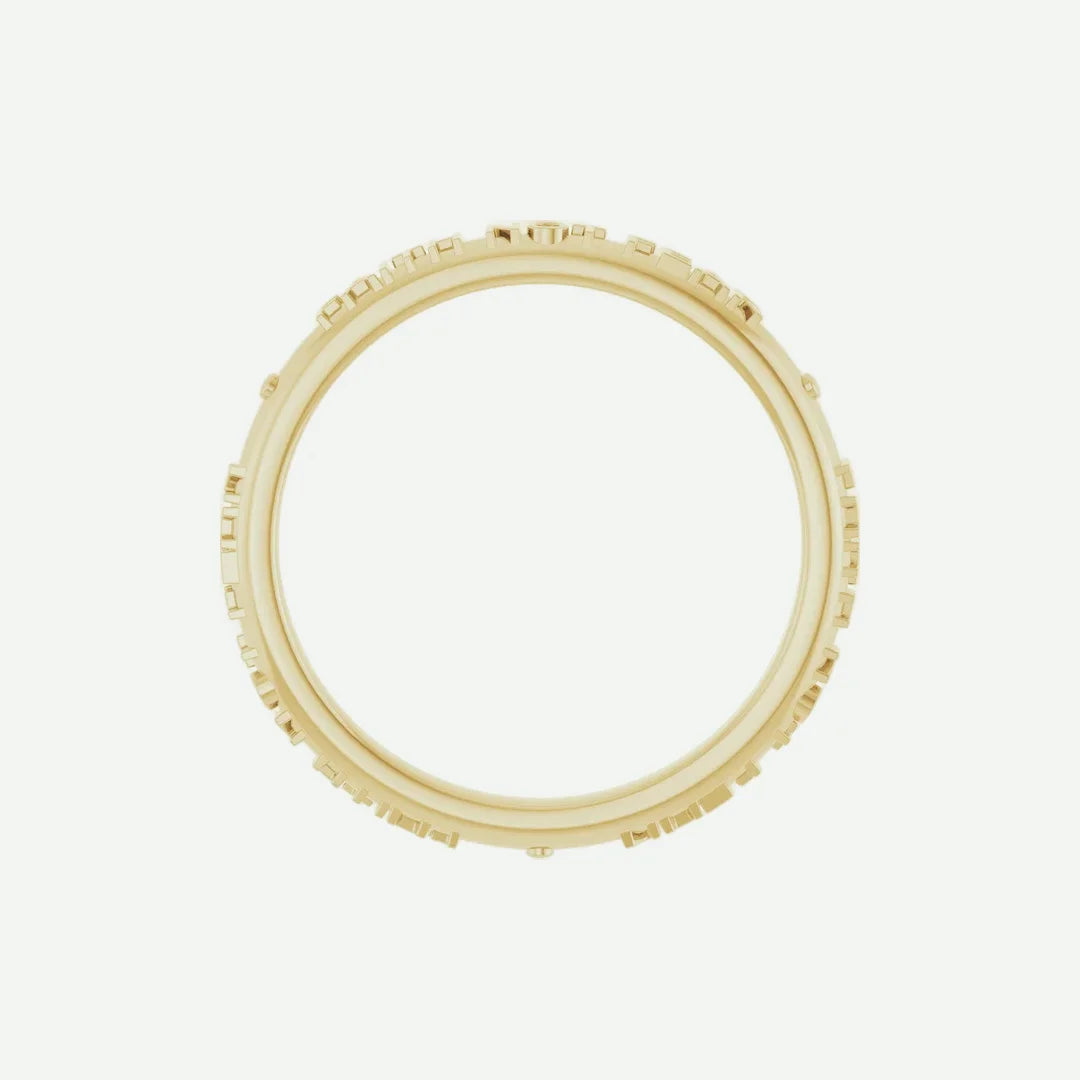 Top View of Yellow Gold FNF Christian Ring For Women