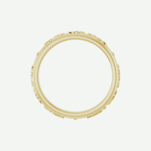 Top View of Yellow Gold FNF Christian Ring For Women