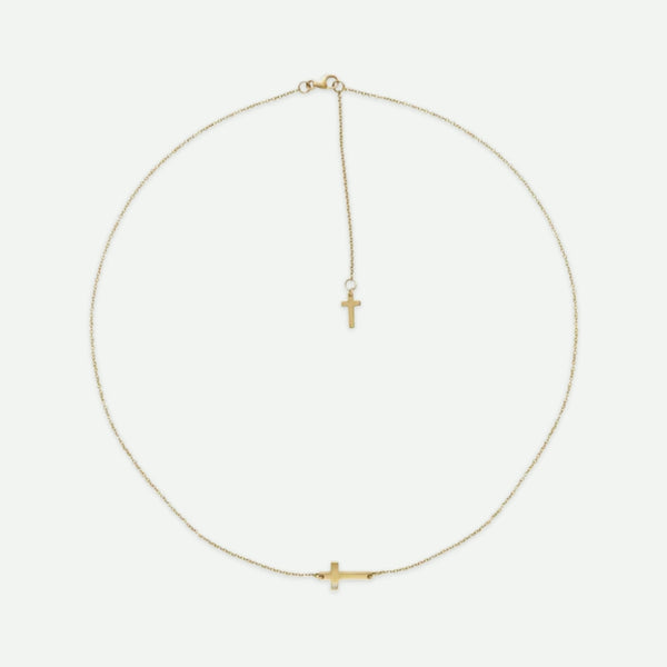 Top View of Yellow Gold UNBOUND Christian Necklace For Women