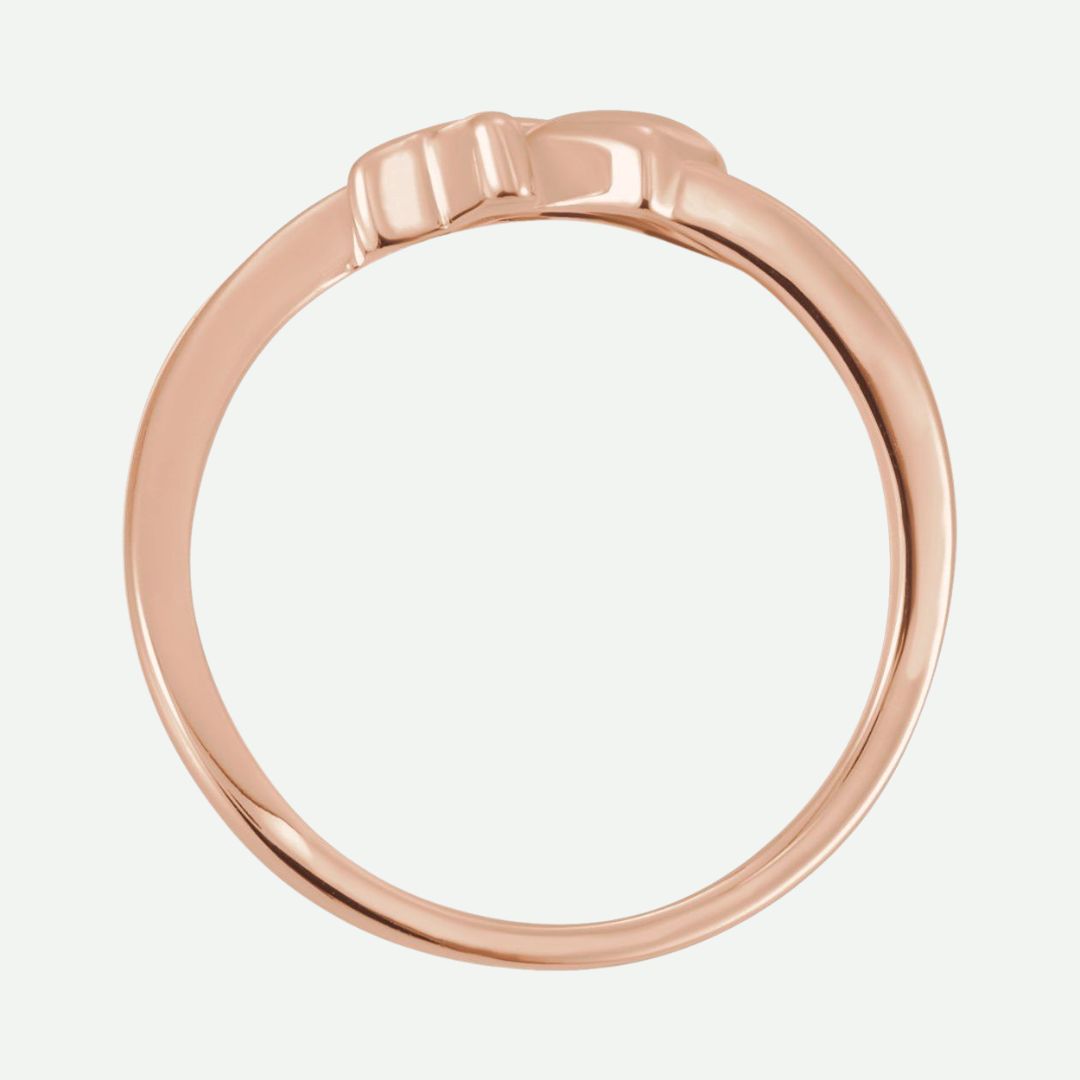 Top View of Rose Gold CHASTITY Christian Ring For Women