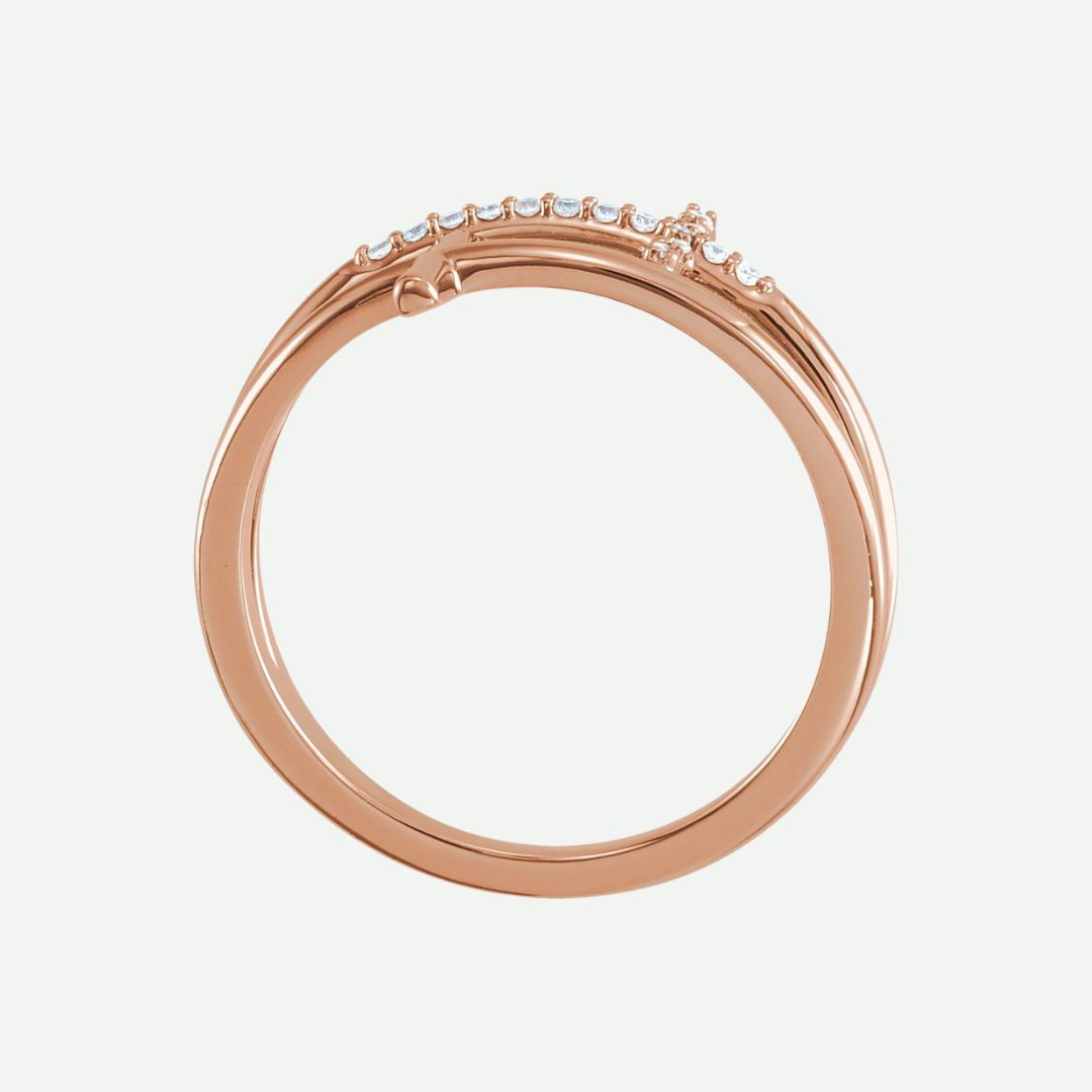 Top View of Rose Gold JUSTIFIED Christian Ring For Women