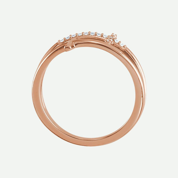 Top View of Rose Gold JUSTIFIED Christian Ring For Women