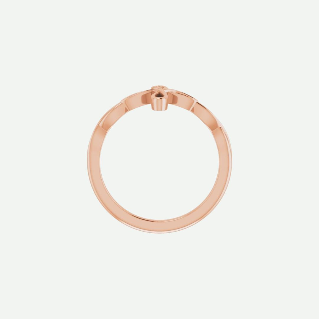 Top View of Rose Gold KNOTTED Christian Ring For Women