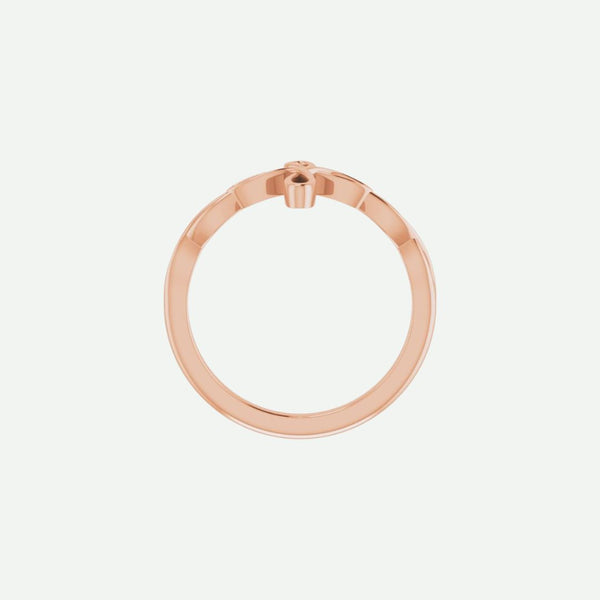 Top View of Rose Gold KNOTTED Christian Ring For Women