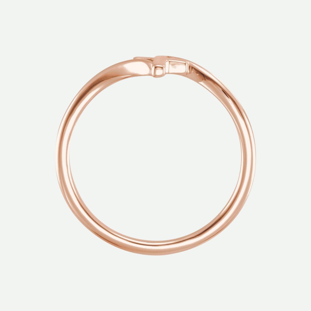 Top View of Rose Gold SOLACE Christian Ring For Women