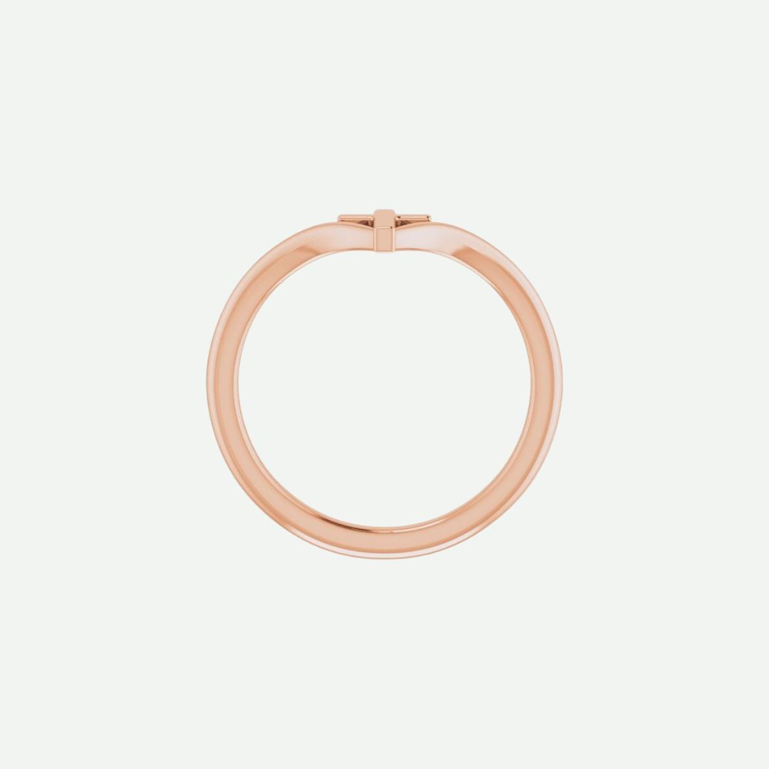 Top View of Rose Gold SUSTAINED Christian Ring For Women