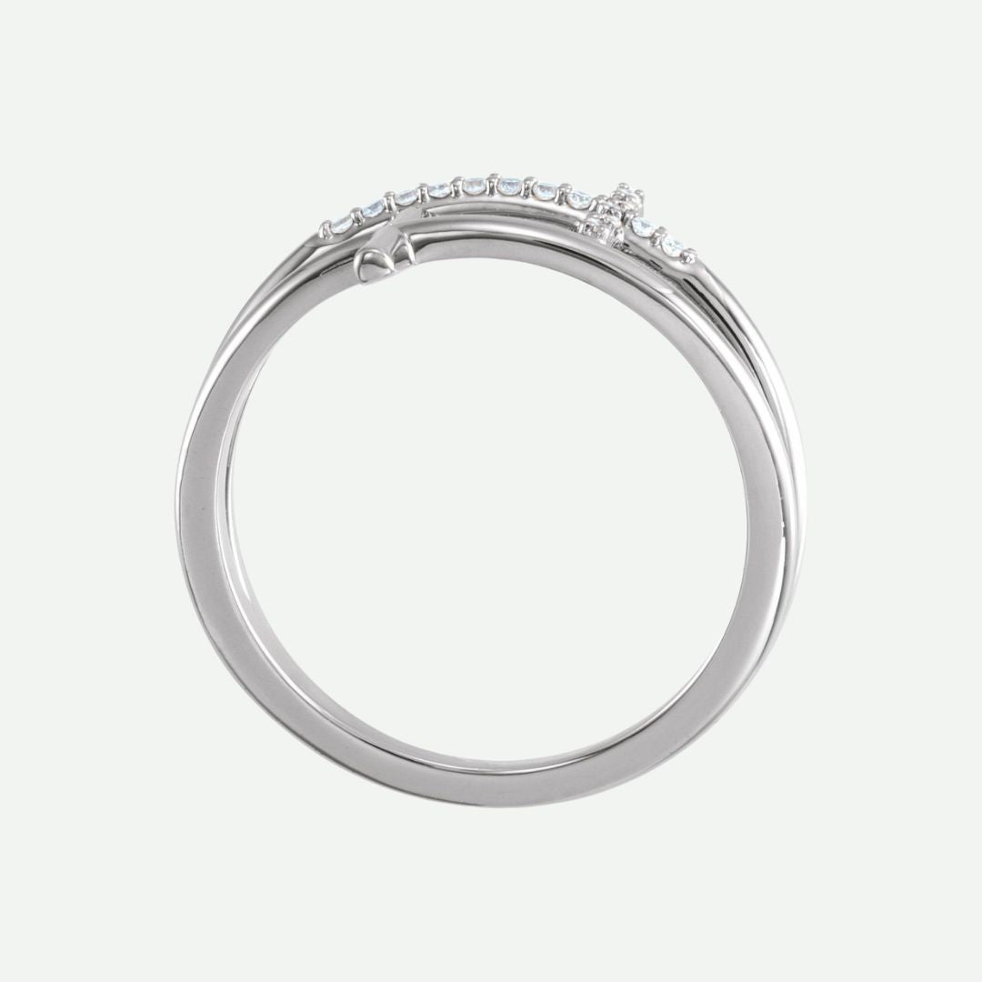 Top View of Sterling Silver JUSTIFIED Christian Ring For Women