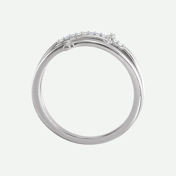 Top View of Sterling Silver JUSTIFIED Christian Ring For Women