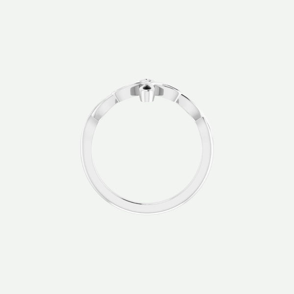 Top View of Sterling Silver KNOTTED Christian Ring For Women