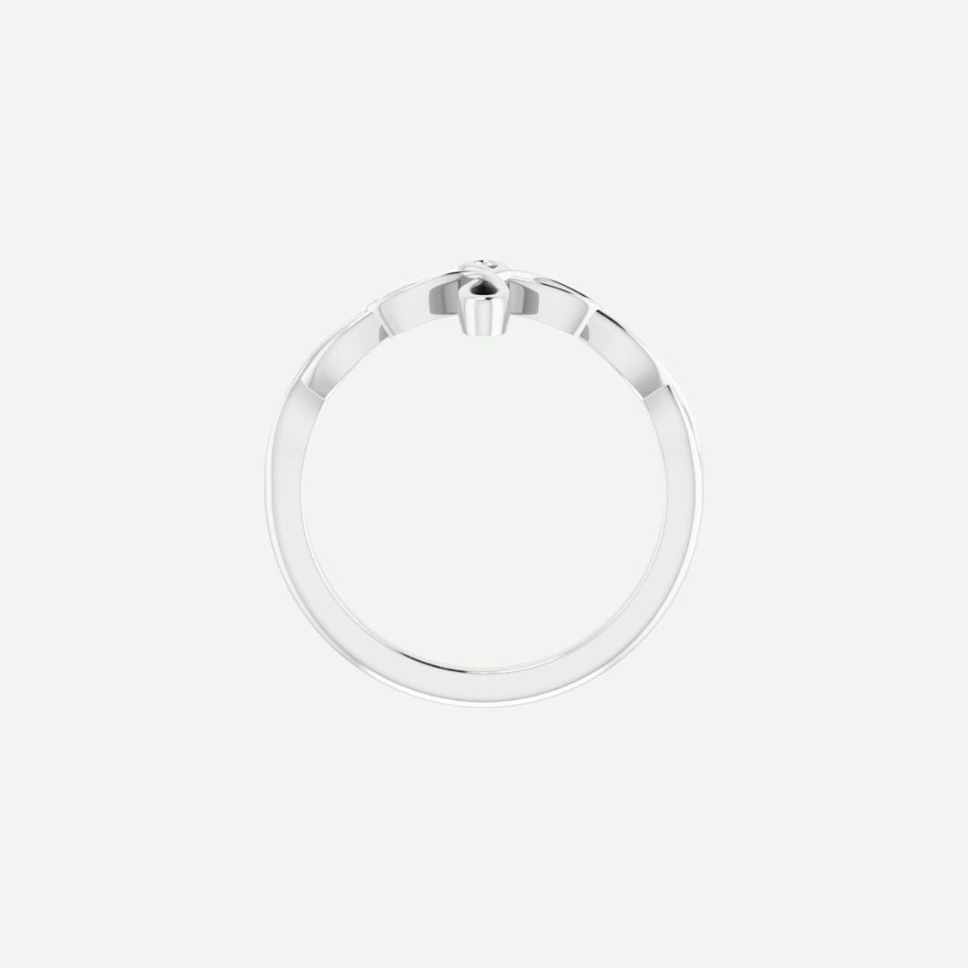 Top View of White Gold KNOTTED Christian Ring For Women