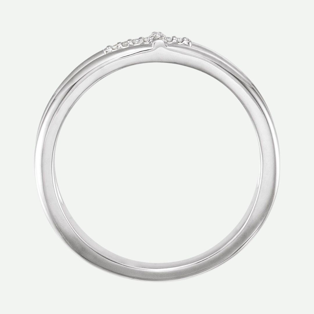 Top View of White Gold RECONCILED Christian Ring For Women
