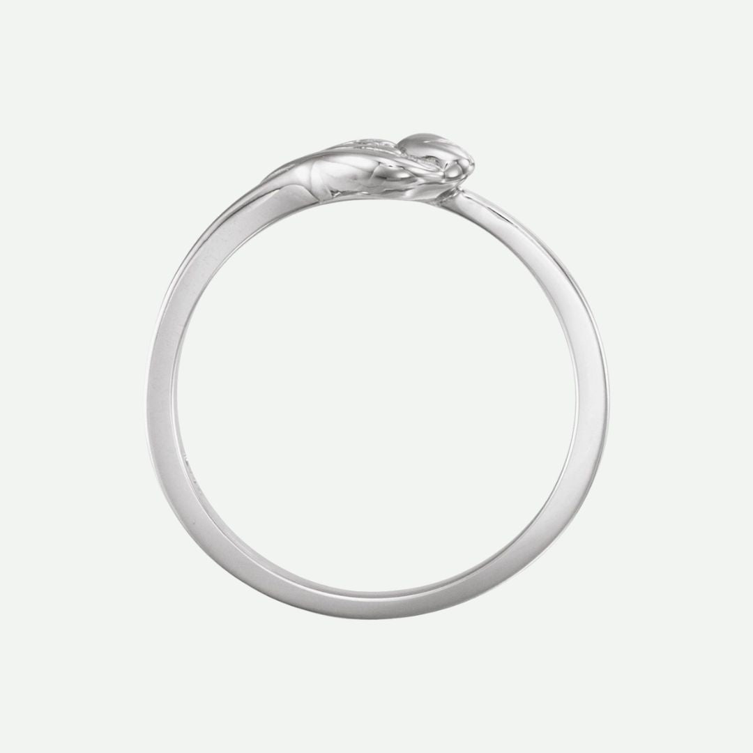 Top View of White Gold UNBLOSSOMED Christian Ring For Women