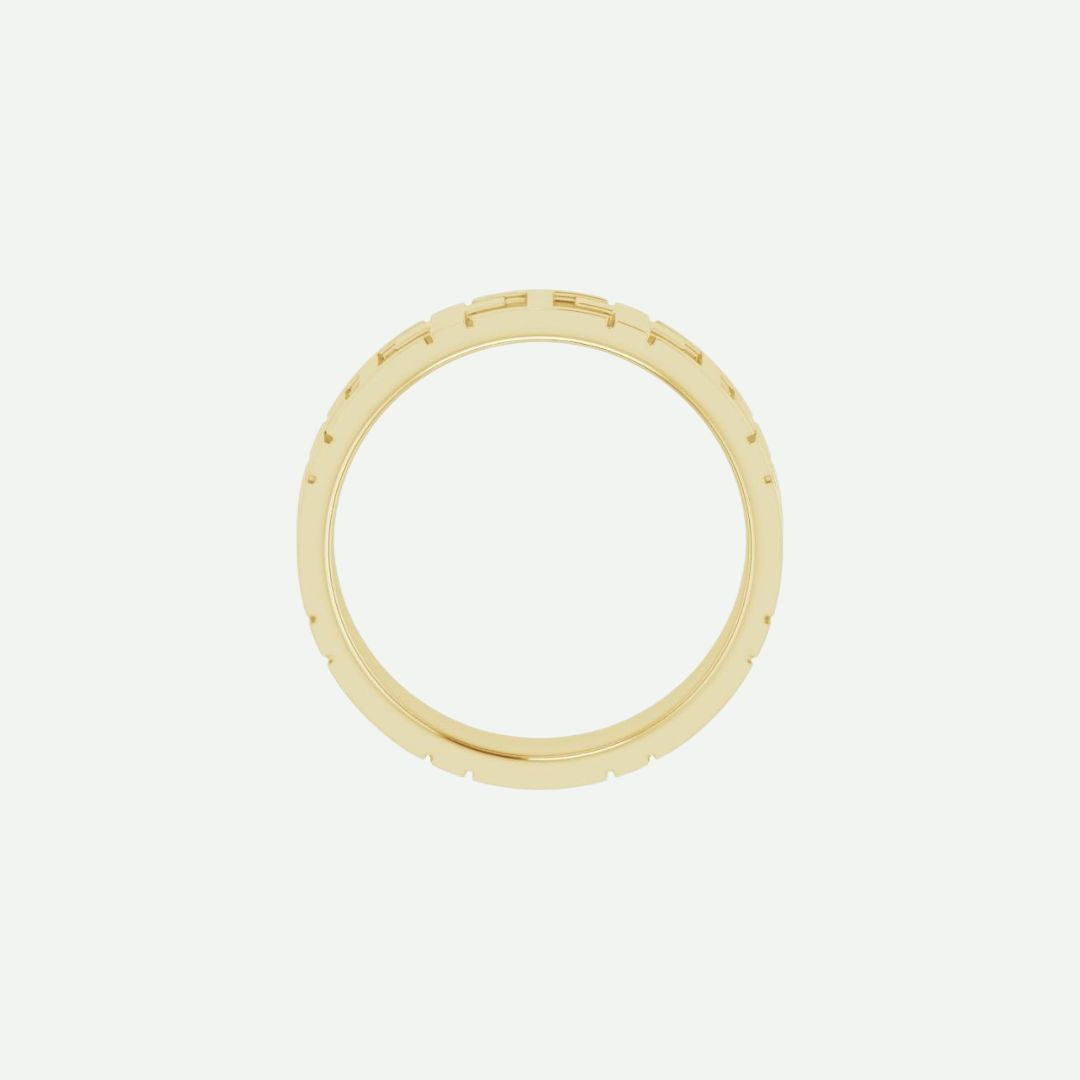 Top View of Yellow Gold CROSSED Christian Ring For Men