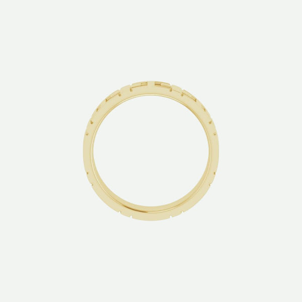 Top View of Yellow Gold CROSSED Christian Ring For Men