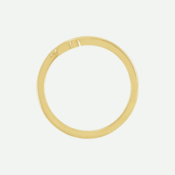 Top View of Yellow Gold HUGGED Christian Ring For Women