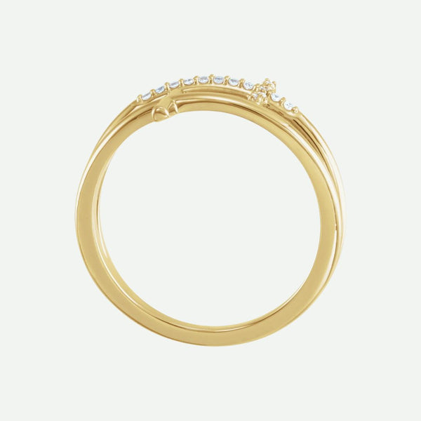 Top View of Yellow Gold JUSTIFIED Christian Ring For Women