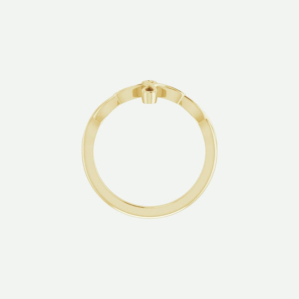 Top View of Yellow Gold KNOTTED Christian Ring For Women