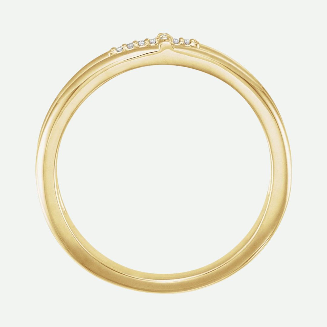 Top View of Yellow Gold RECONCILED Christian Ring For Women