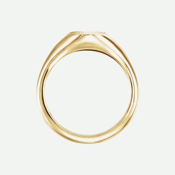 Top View of Yellow Gold SIGNATURE Christian Ring For Women