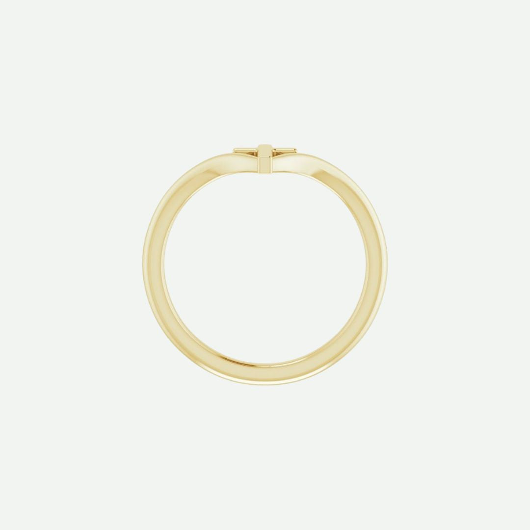 Top View of Yellow Gold SUSTAINED Christian Ring For Women